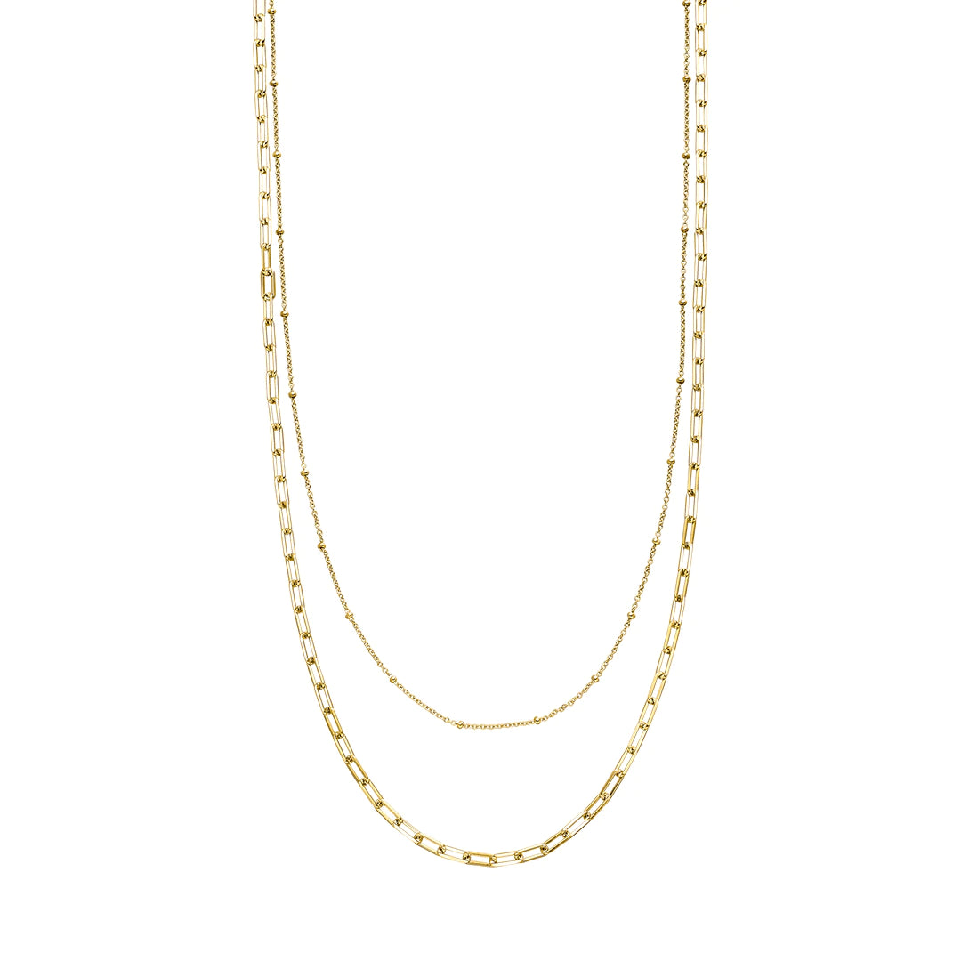 VIVID CHAINS NECKLACE DUO SILVER GOLD PLATED ST1963