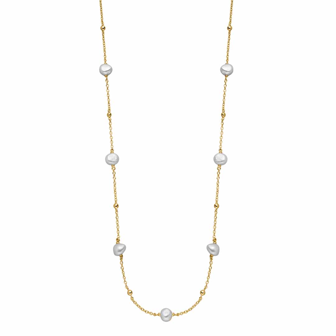 Silver Gold Plated Baroque Pearl Necklace ST2110