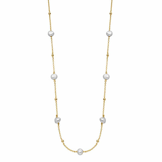 Silver Gold Plated Baroque Pearl Necklace ST2110