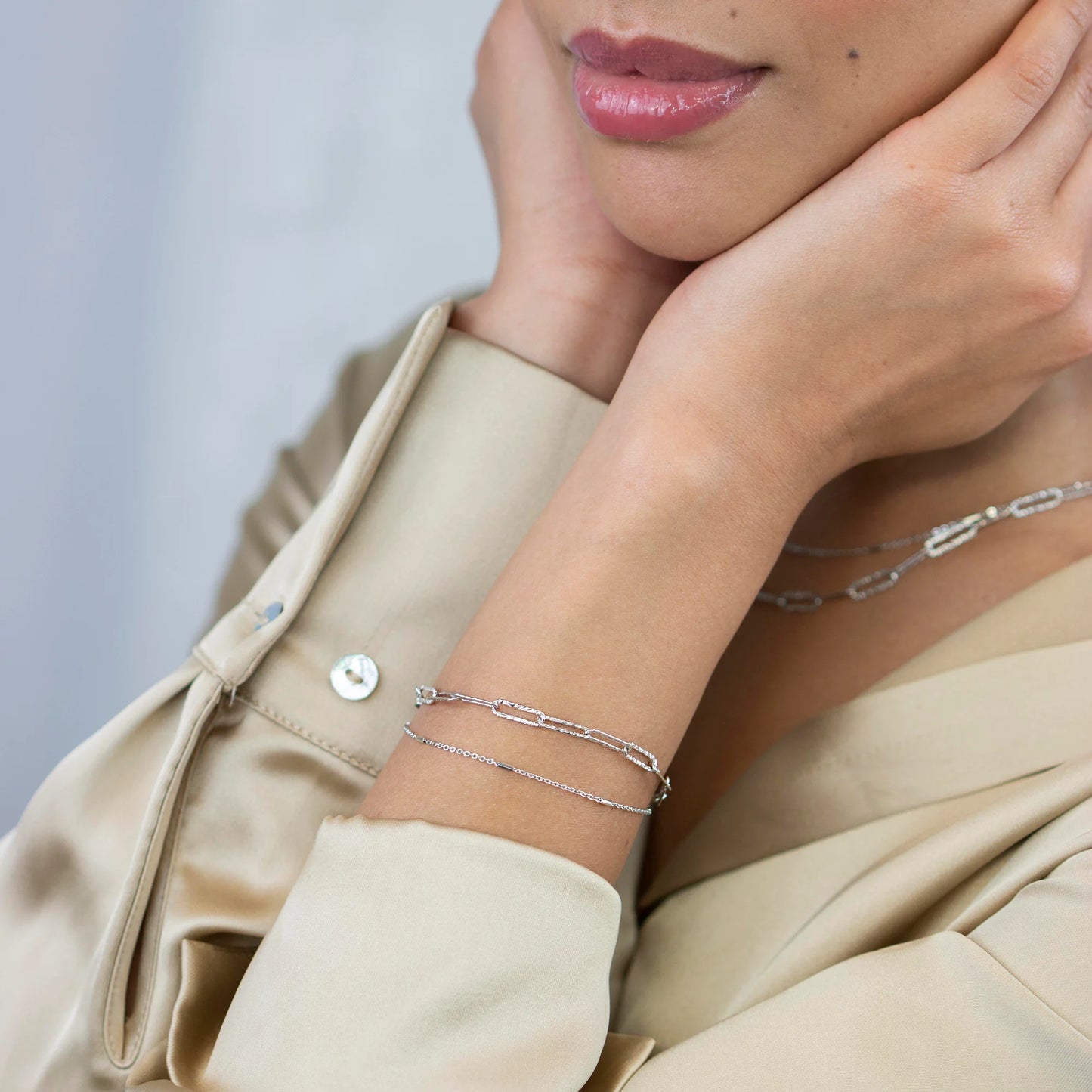 Sterling Silver Vivid Chain Layered Bracelet ST2156