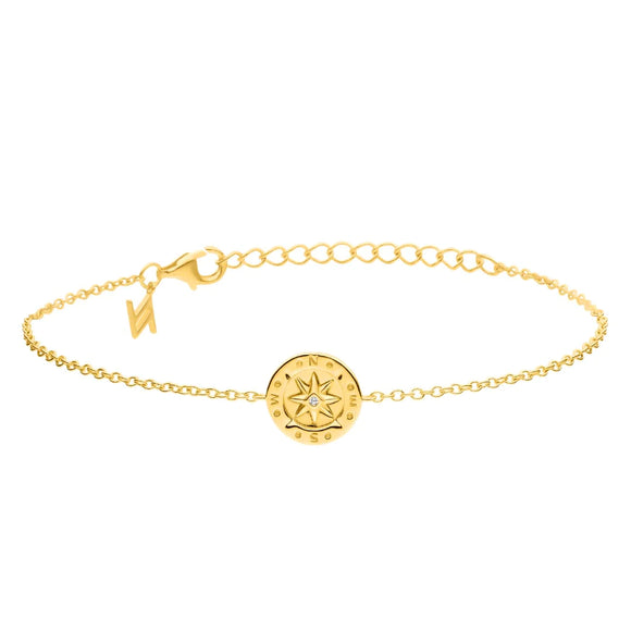 Sterling Silver Gold Plated Compass Bracelet