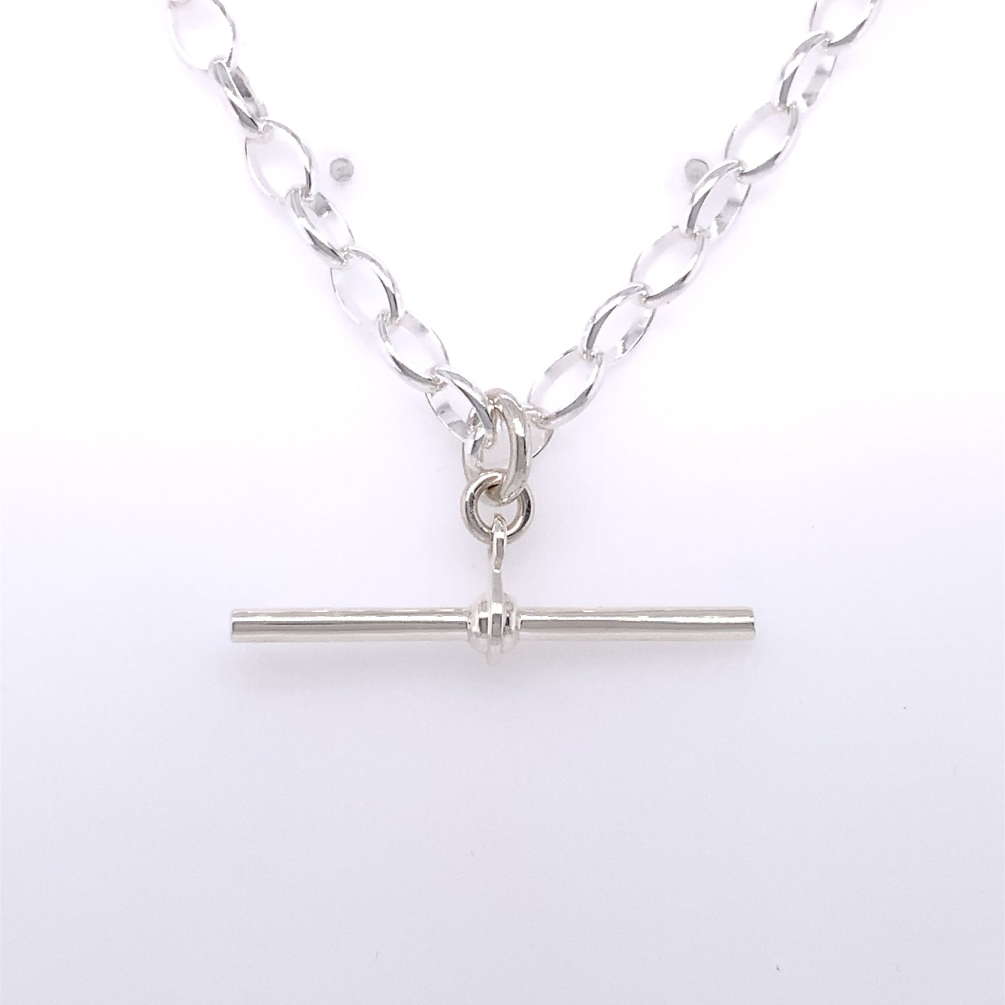 Sterling Silver 20 inch Oval Belcher T-Bar Necklace STB4
