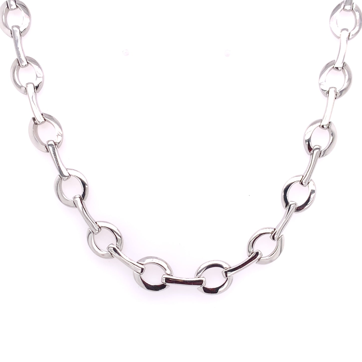 Sterling Silver Italian Oval Bar Necklace TOK086N