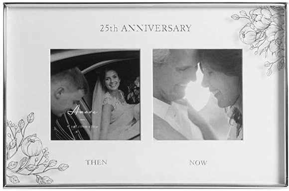 Amore Silver Plated 25th Wedding Anniversary Photo Frame WG107625