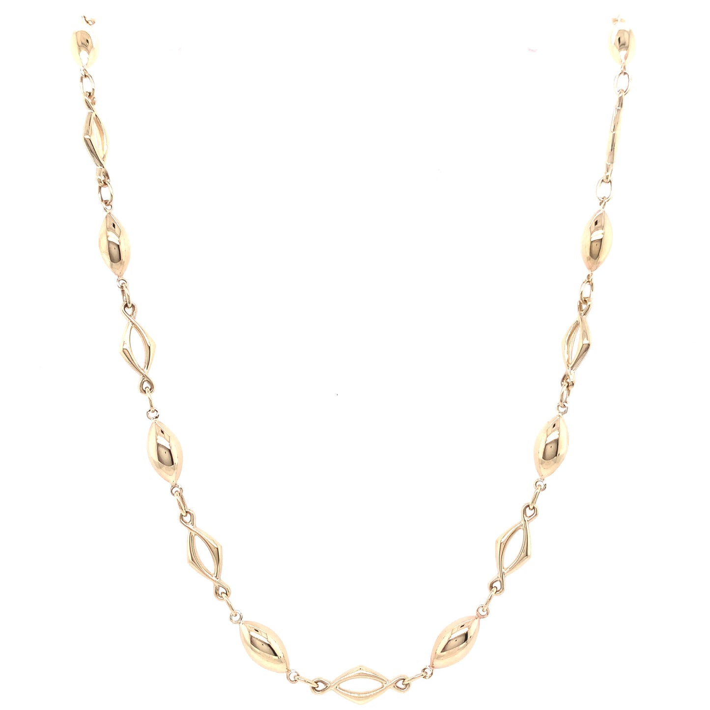 9ct Gold Tapered Bead & Eye Link Necklet GN140