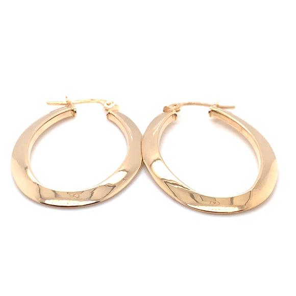 9ct Gold Large Oval Hoop Earrings GE622