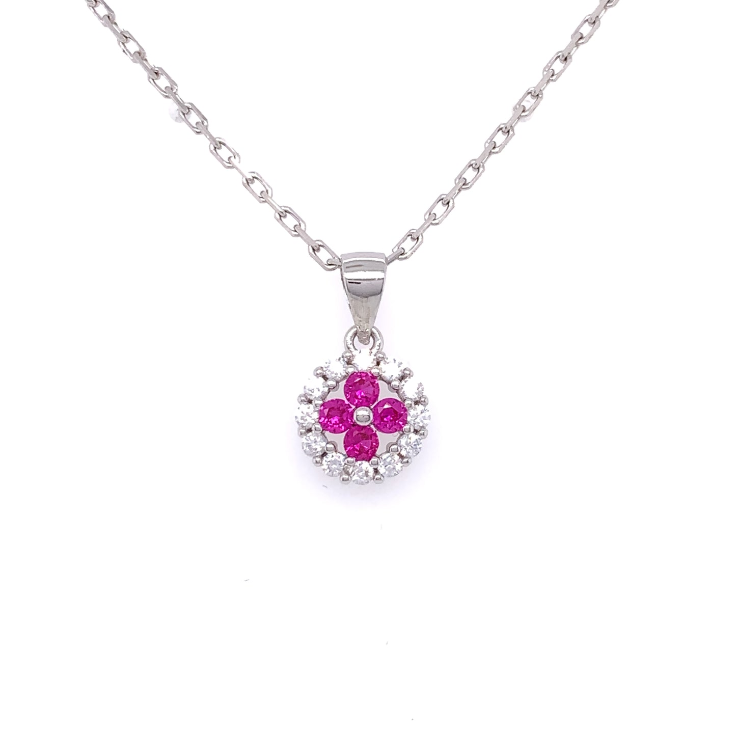 Sterling Silver Ruby CZ Petite Cluster Pendant SP5731/R
