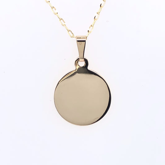 9ct Gold Engravable Disc Pendant GP847