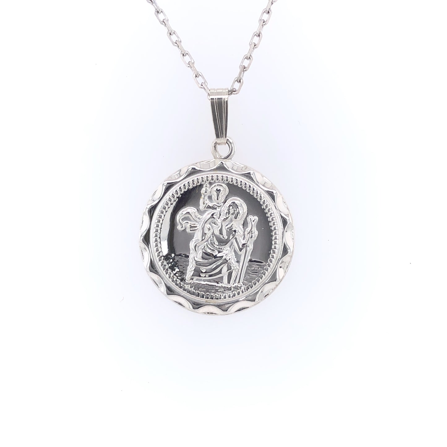 Sterling Silver Round 22mm St. Christopher Medal SM212