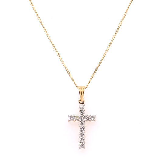 18ct Yellow Gold 0.50ct Diamond Cross DP008
