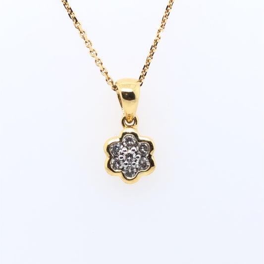 18ct Gold Diamond Flower Cluster Pendant DP010