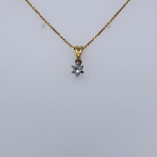 18ct Gold 0.14ct Diamond Star Solitaire Pendant DP020