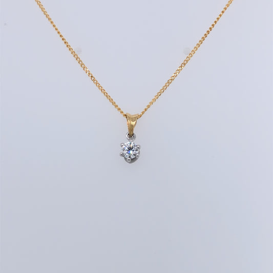 18ct Gold Diamond Solitaire 0.20ct Pendant DP022