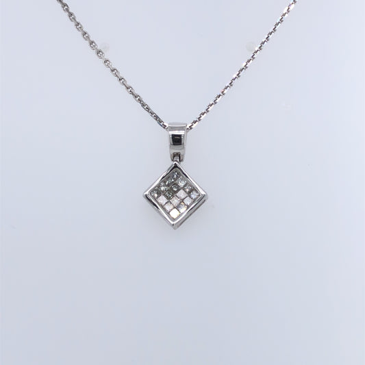 18ct White Gold Princess Diamond 0.30ct Pendant DP027