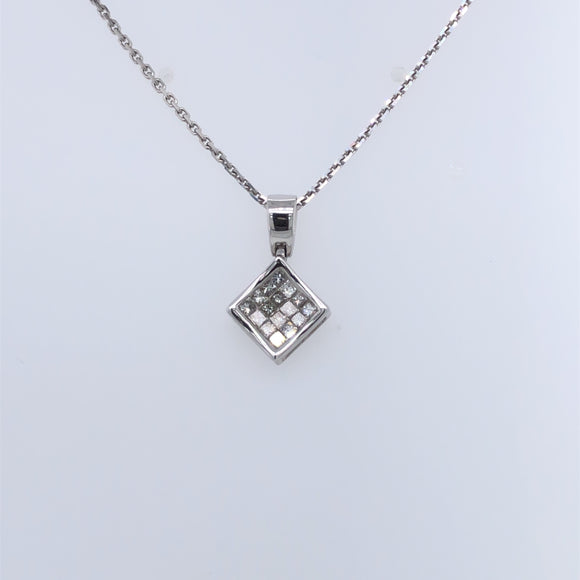 18ct White Gold Princess Diamond 0.30ct Pendant