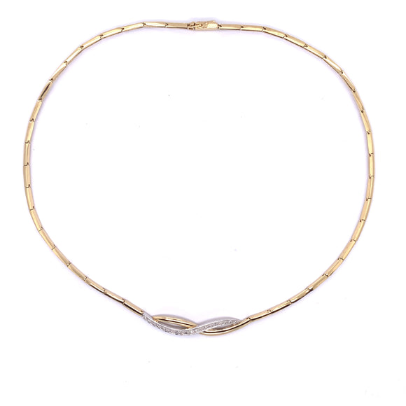 9ct Gold 0.20ct Diamond Crossover Necklet