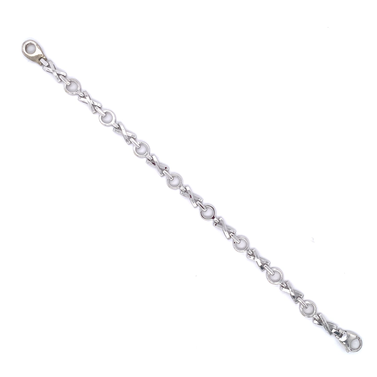 9ct White Gold Love & Hugs Link Bracelet GB096