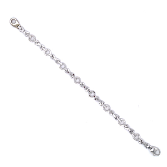 9ct White Gold Love & Hugs Link Bracelet GB096