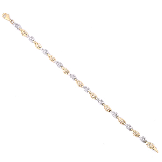 9ct Gold Two-tone Open Leaf Link Bracelet GB206