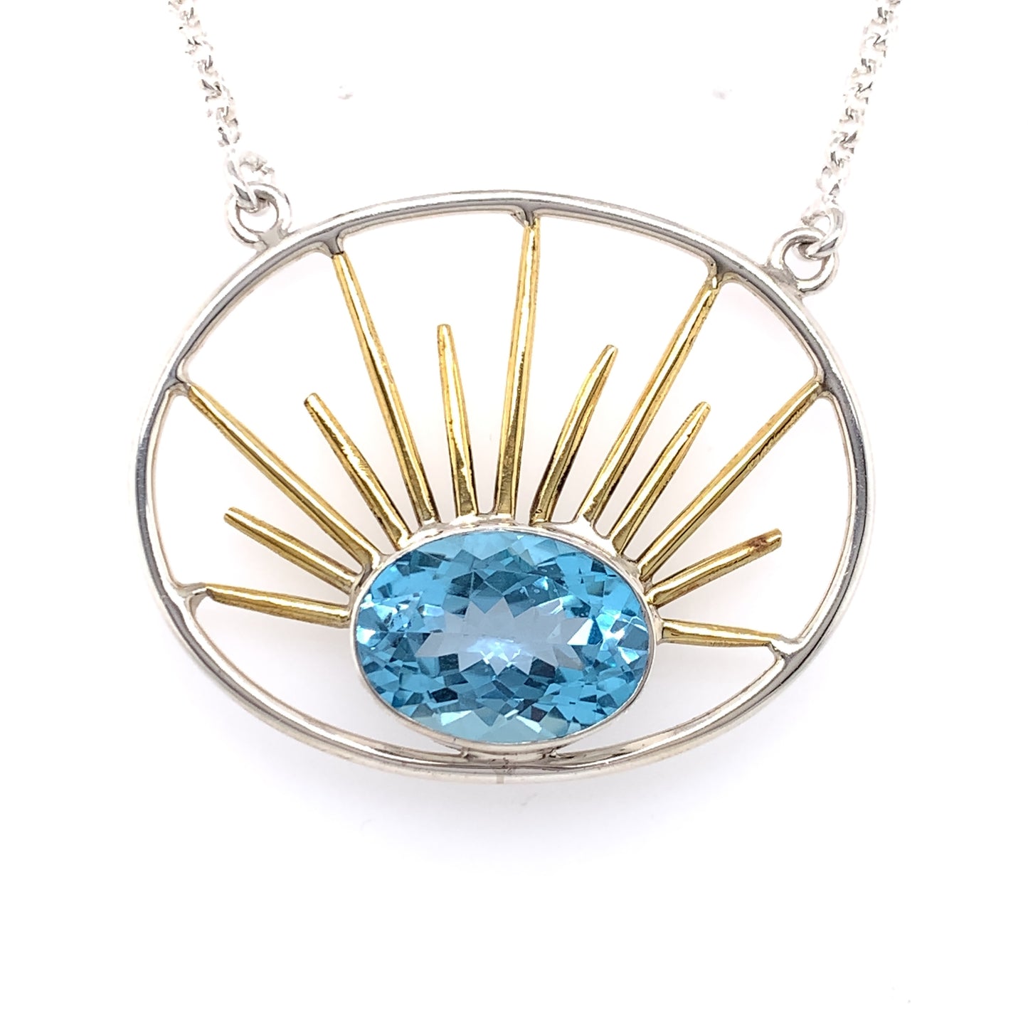 Gallardo & Blaine Sterling Silver Goddess Necklace Blue Topaz