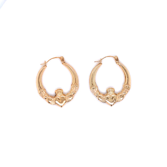 9ct Gold Claddagh Hoop Earrings GE2042