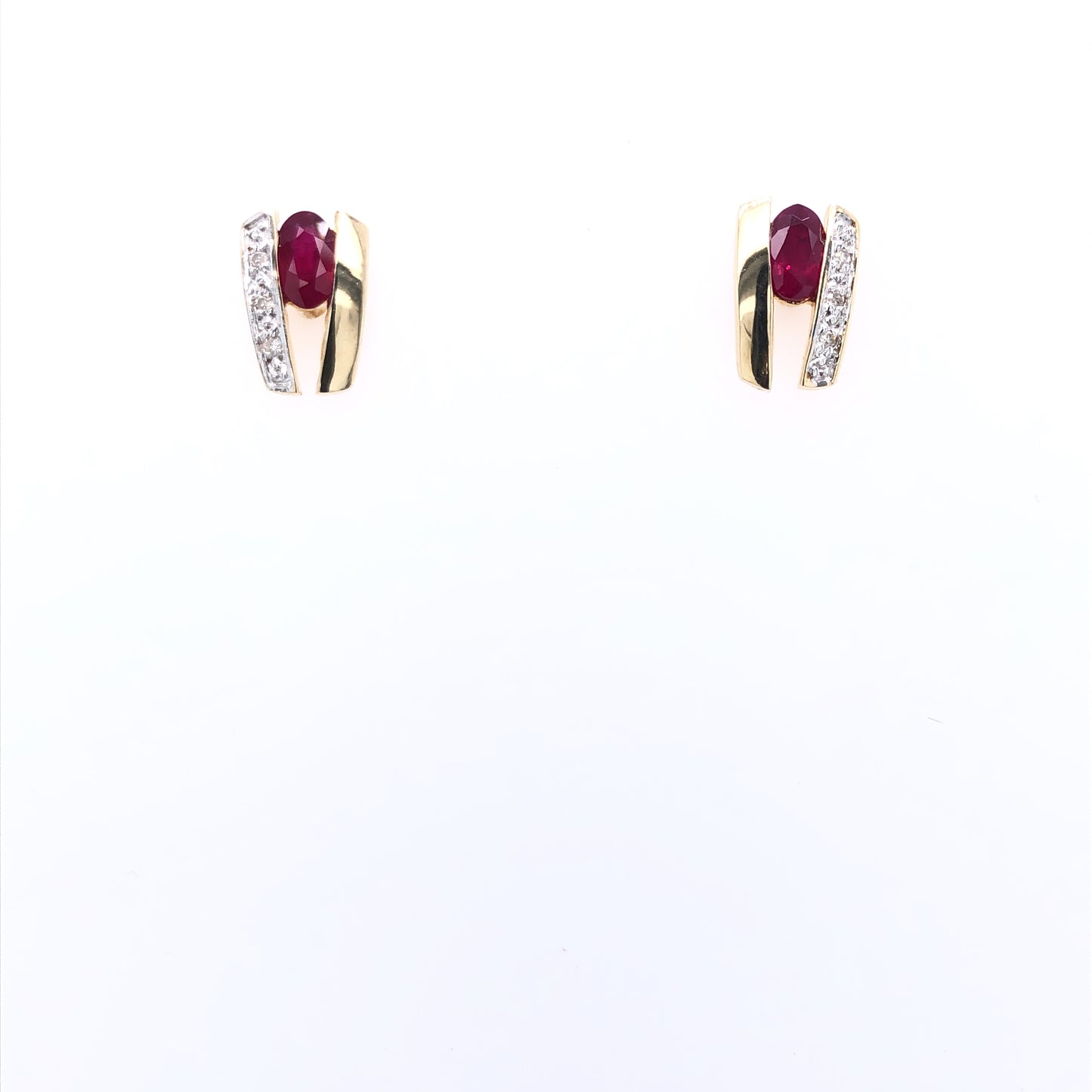 9ct  Gold Ruby & Diamond Bar Earrings GER29