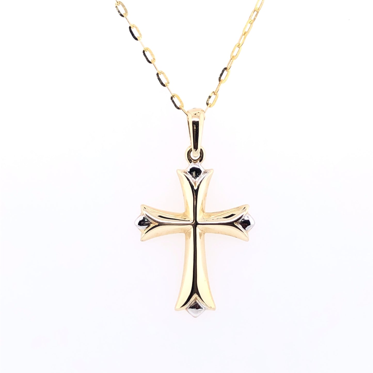 9ct Yellow Gold Small Tapered Two-tone Cross GP443