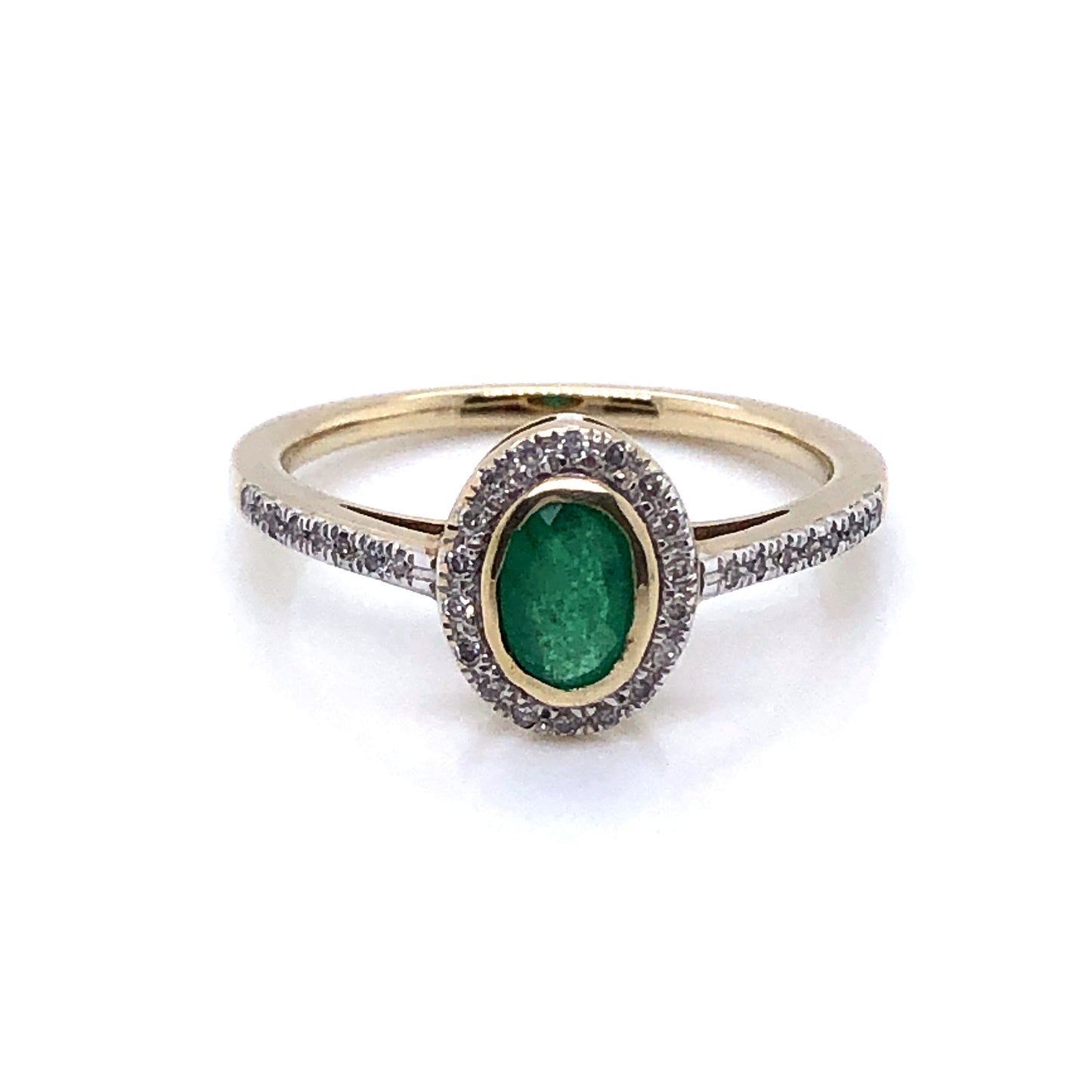 9ct Gold Emerald & Diamond Cluster Ring