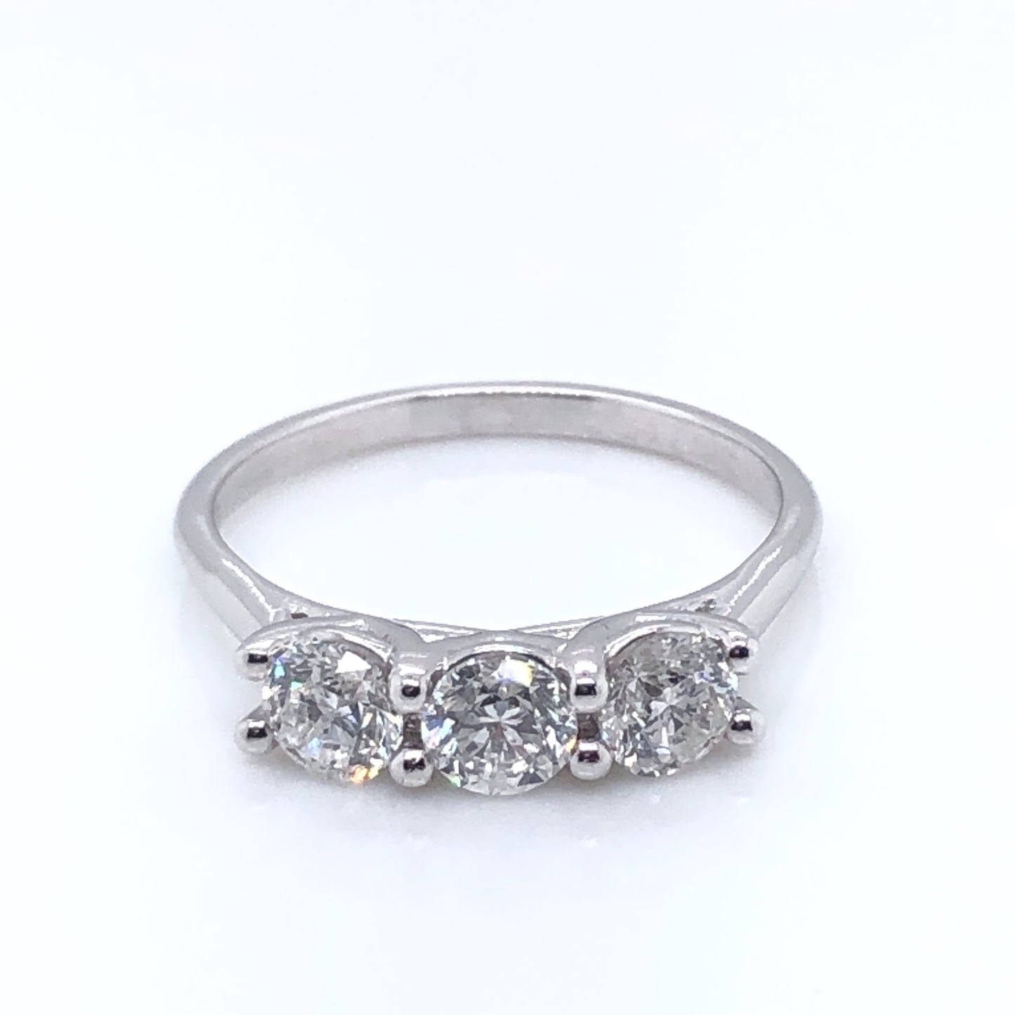 18ct White Gold Diamond Trilogy 1.06ct Ring T58