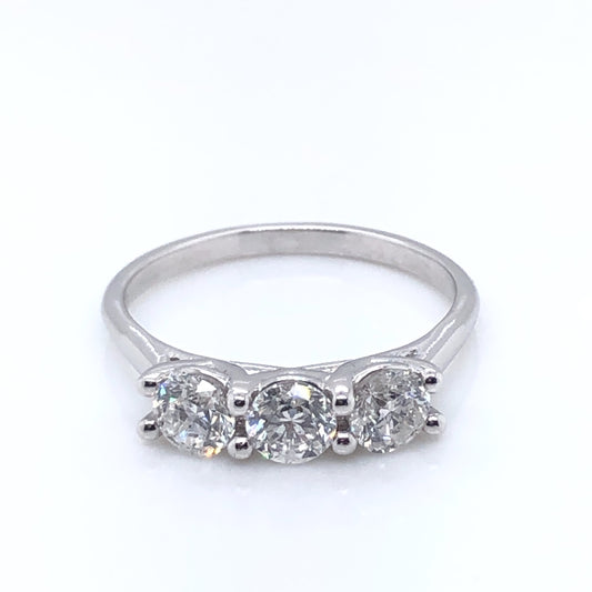 18ct White Gold Diamond Trilogy 1.06ct Ring T58