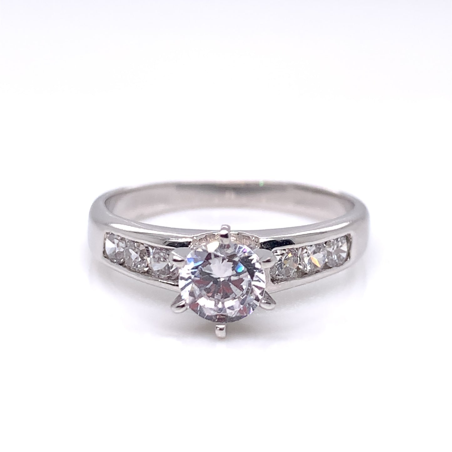 9ct White Gold Classic CZ Solitaire Ring WRZ019