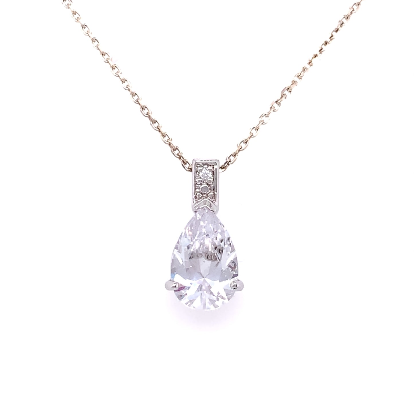 Sterling Silver Teardrop CZ Pendant