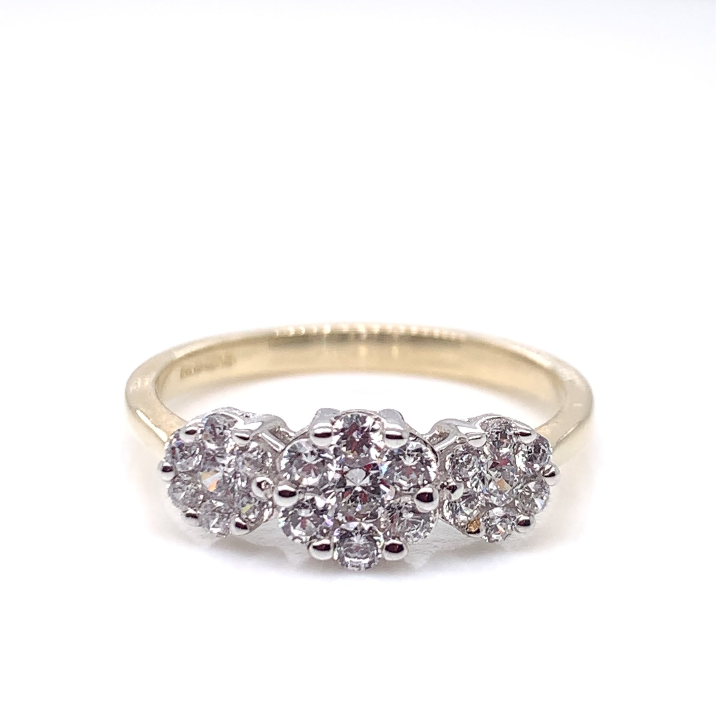 9ct Gold CZ Trilogy Cluster Ring GRZ175