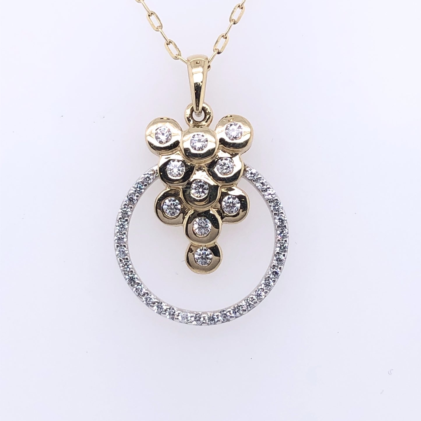 9ct Gold CZ Bubbles in Circle Pendant GPZ163