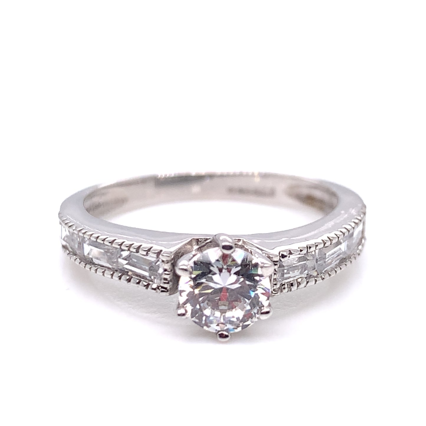 9ct White Gold Classic CZ Solitaire Ring WRZ020
