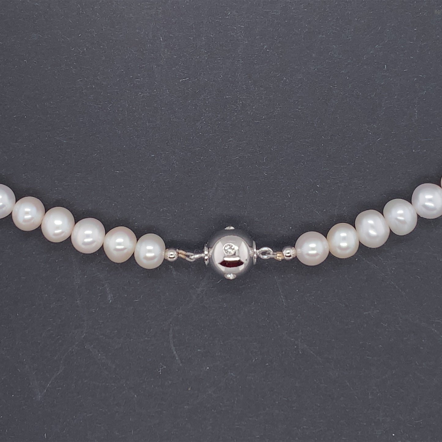 Freshwater Cultured Pearl 6.5-7mm Crystal Rondelle Necklace