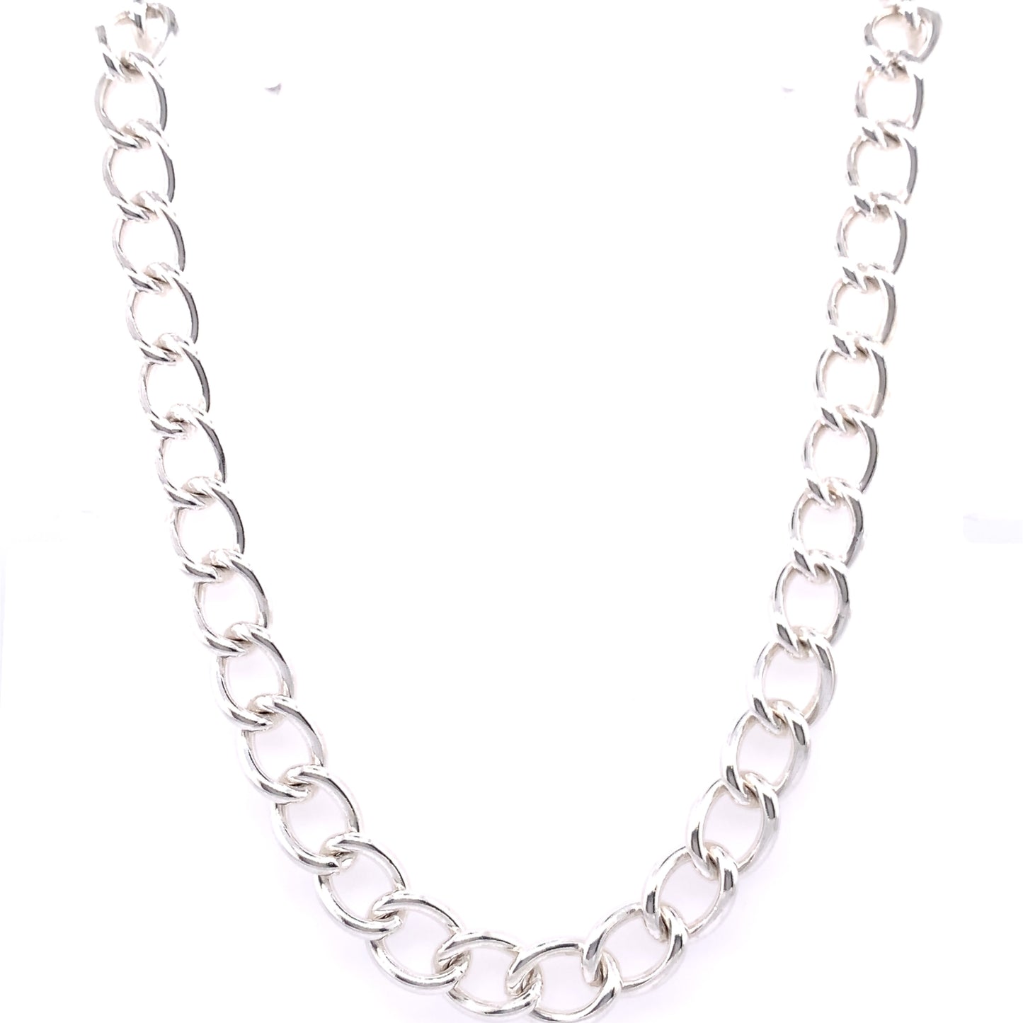 Sterling Silver 18 inch Chunky Open Curb Necklace GL111