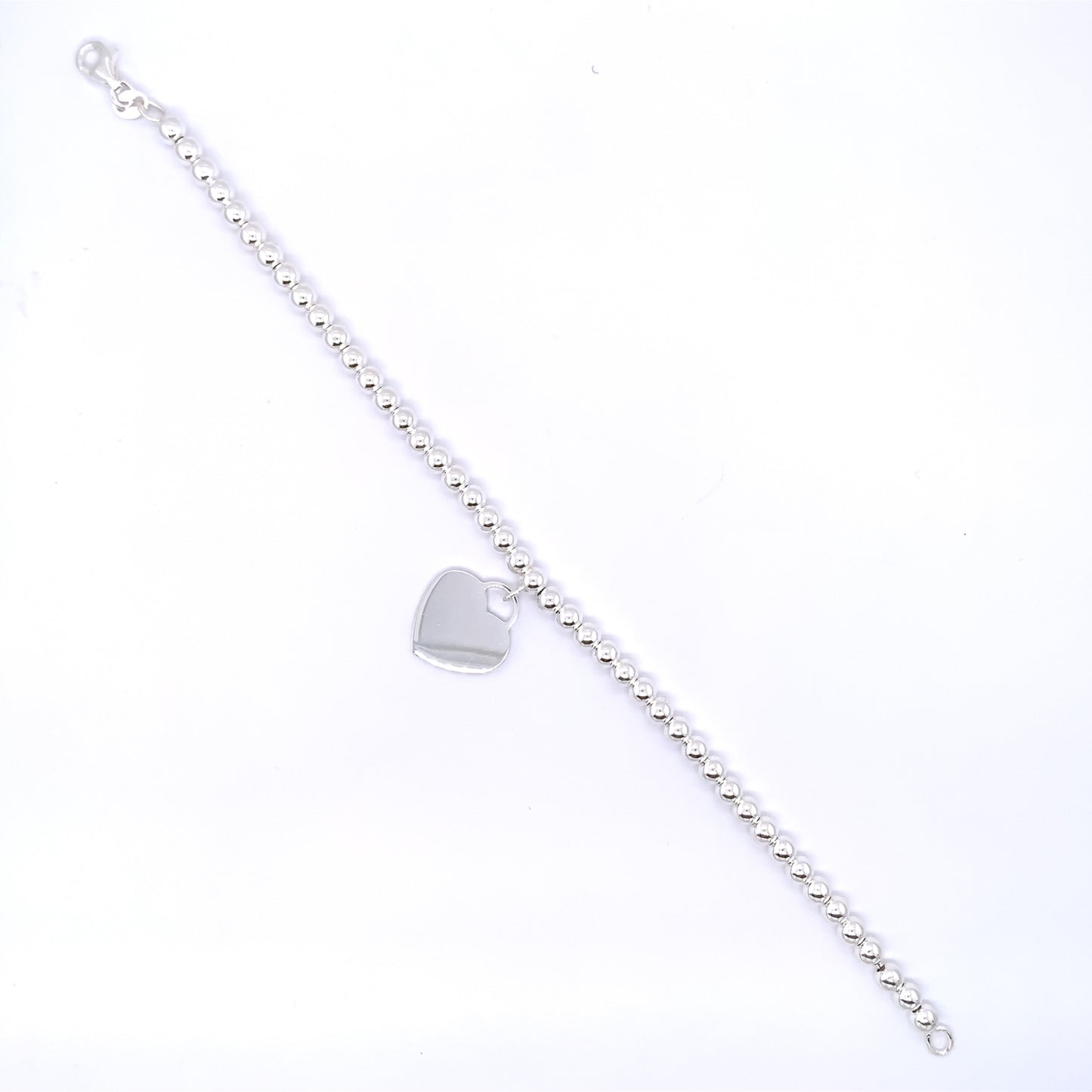 Sterling Silver Engravable Heart Ball Bracelet GL1219