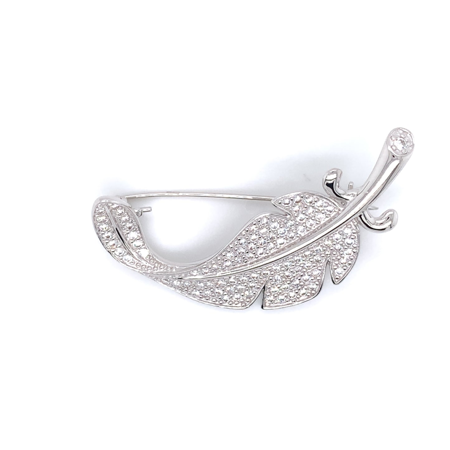 Sterling Silver CZ Feather Brooch GL1292