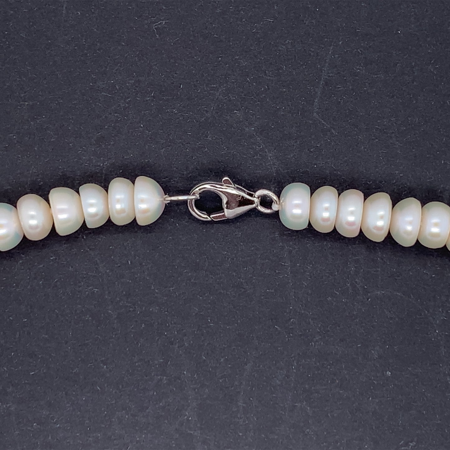 Freshwater Bouton Cultured Pearl 7.5-8 mm Necklace with Crystal Rondelles