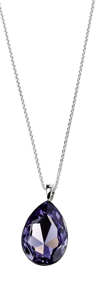 Silver Large Teardrop Pendant In Tanzanite Crystal