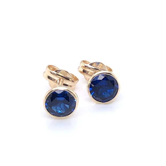 9ct Gold Sapphire CZ Stud Earrings GES098