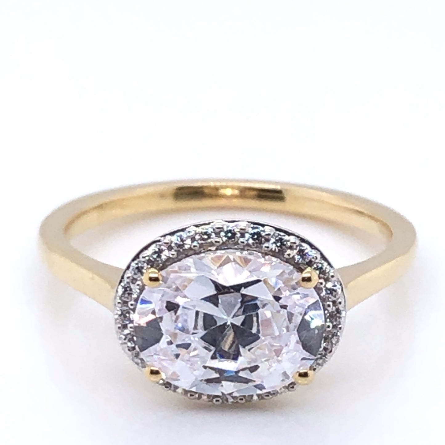 9ct Gold Oval Halo CZ Ring GRZ222