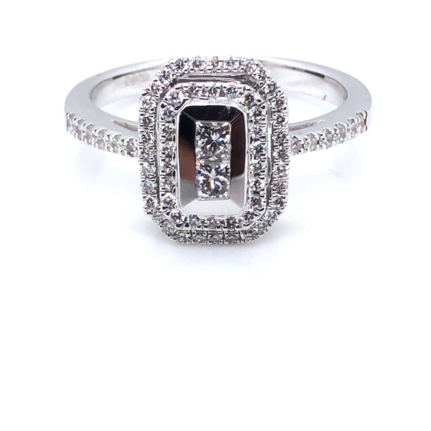 18ct White Gold Diamond Princess Double Halo 0.50ct Engagement Ring