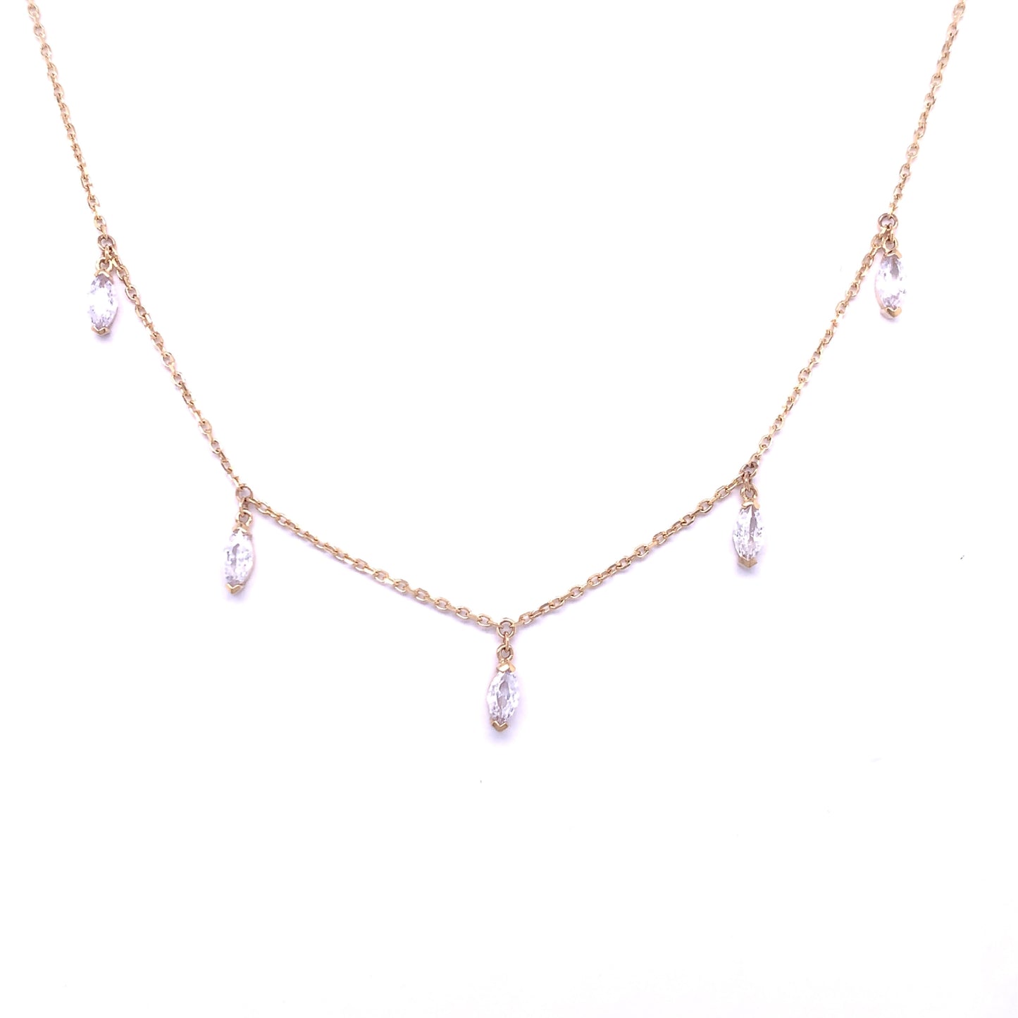 9ct Gold CZ Teardrops Necklace GPZ203