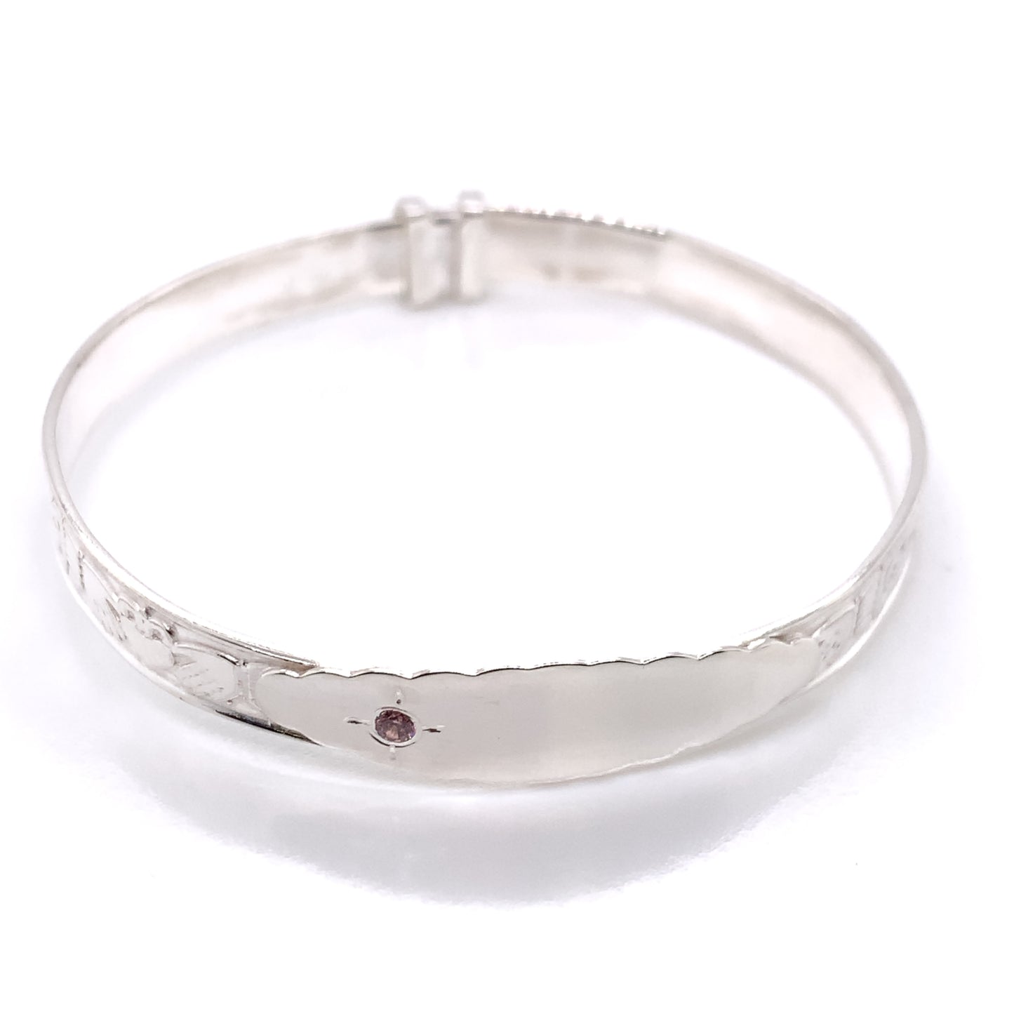 Silver Baby Bangle Claddagh & Celtic Band with Pink CZ SB502