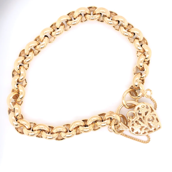 9ct Gold Chunky Charm Bracelet with Floral Padlock