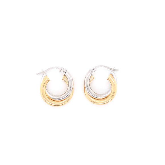 9ct Gold Two-tone Twist Hoop Earrings GE938