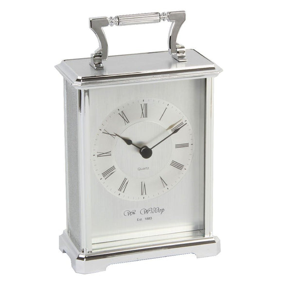 Wm Widdop Silver Plated Quartz Carriage Clock