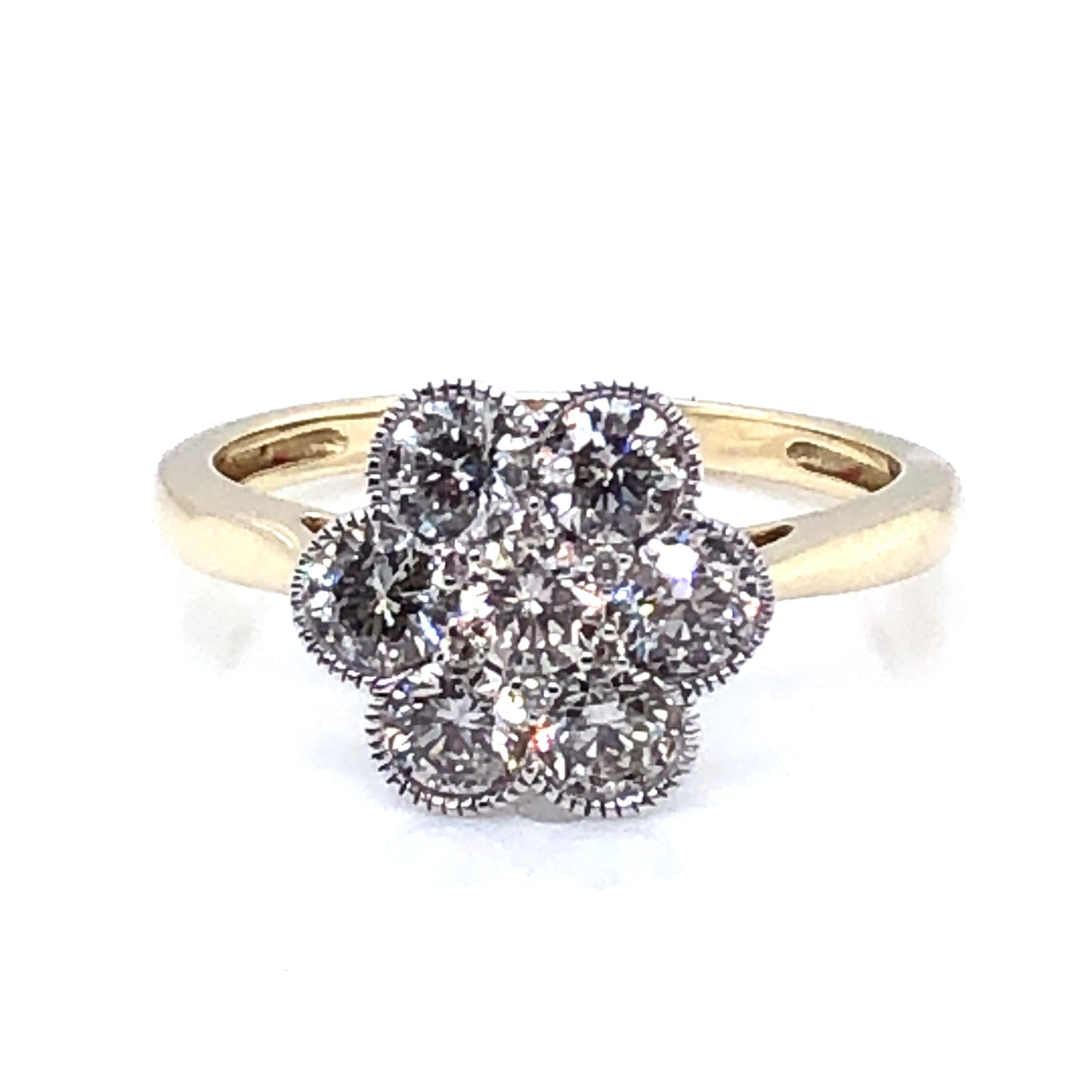 9ct Gold 1.00ct Diamond Vintage Cluster Ring Y01